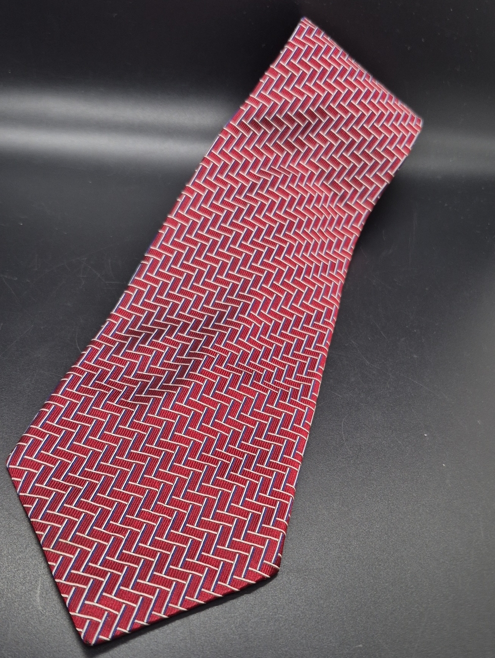 Lauren Ralph Lauren -  Green Label Men's Red, Navy & White Patterned Silk Tie